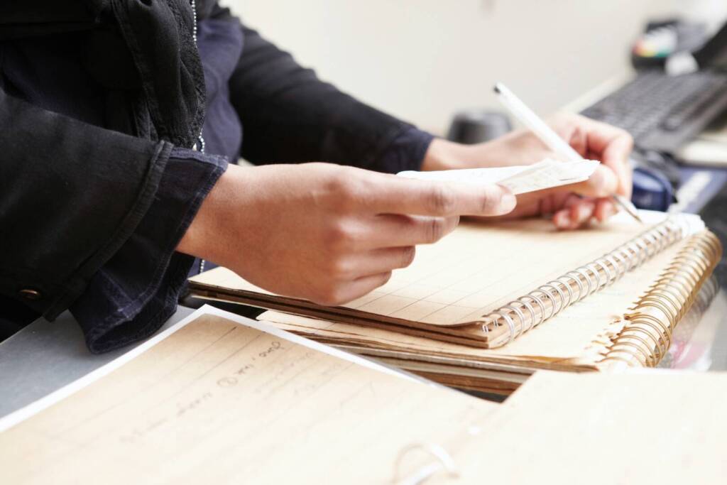 Woman doing accounts